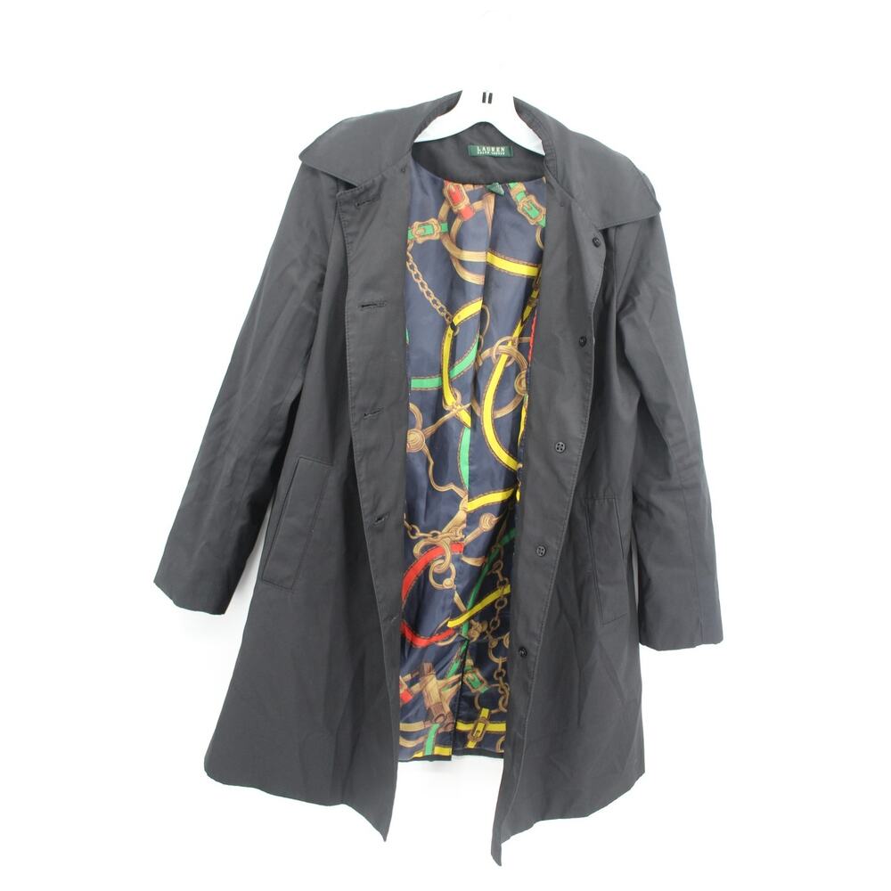 Lauren Ralph Lauren Women’s Medium Black Rain Coat Trench Coat MISSING HOOD